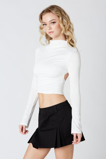 Turtle Neck With Open Back Cut Out Top