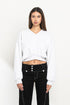 Soft V-Neck Cropped Sweatshirt