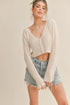 Knit Cropped Button Up Top
