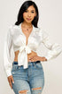 Front Tie Bubble Sleeve Top