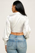 Front Tie Bubble Sleeve Top