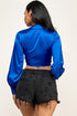 Front Tie Bubble Sleeve Top