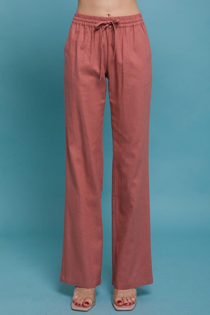  High Waist Wide Leg Linen Pants